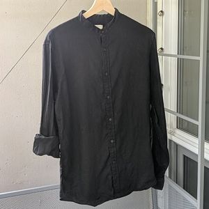 Club Monaco Linen Button Mandarin Collar